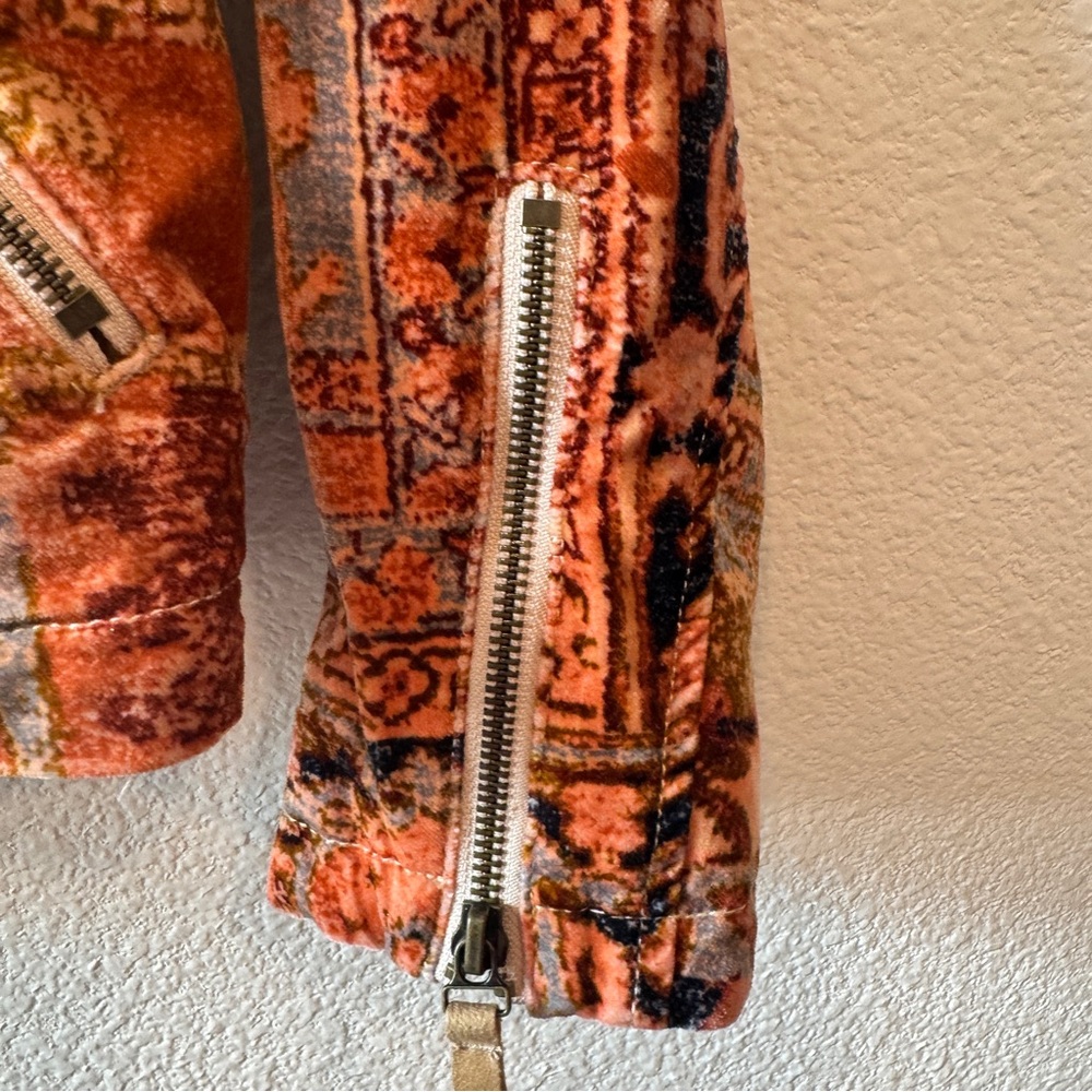 Anthropologie Tapestry Cropped Velvet Moto Jacket Small/Medium - Picture 7 of 15